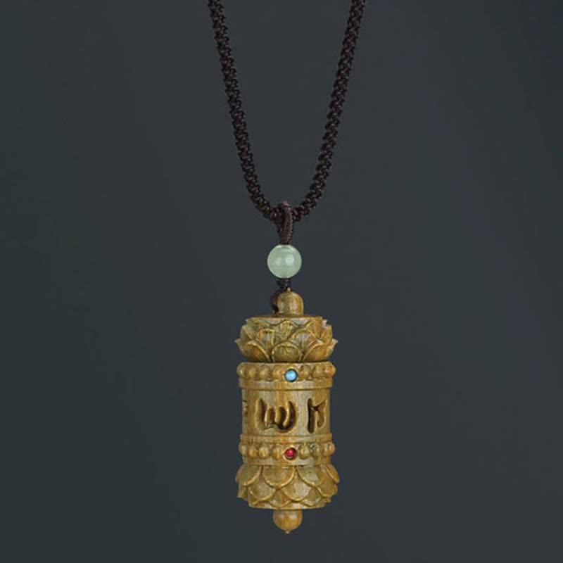 KarmaRipple's Tibet Green Sandalwood Rosewood Om Mani Padme Hum Lotus Positive Soothing Pendant Necklace p12