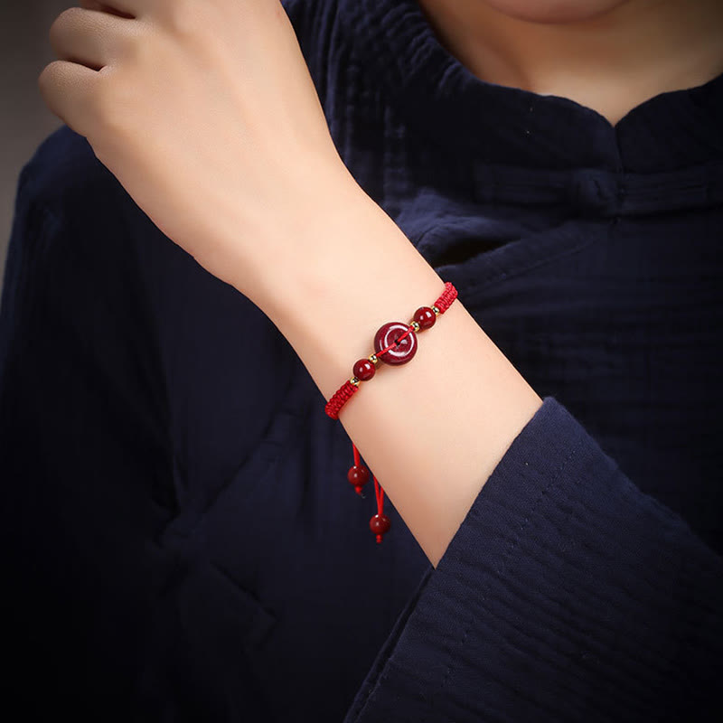 KarmaRipple's Authentic Cinnabar Peace Buckle Blessing String Bracelet p7