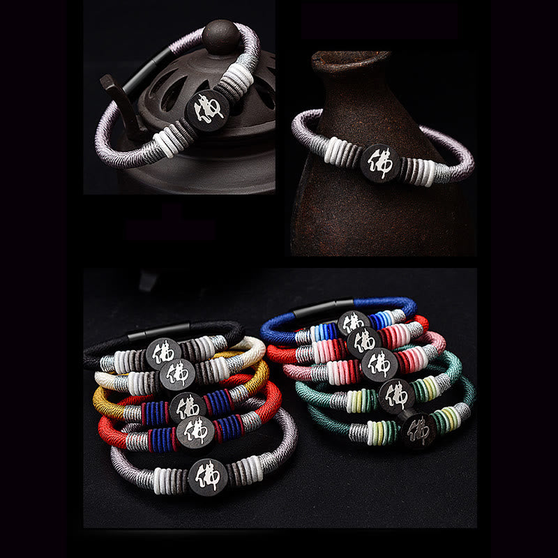 KarmaRipple's Buddha Character Ebony Handcrafted Rope Bracelet p23