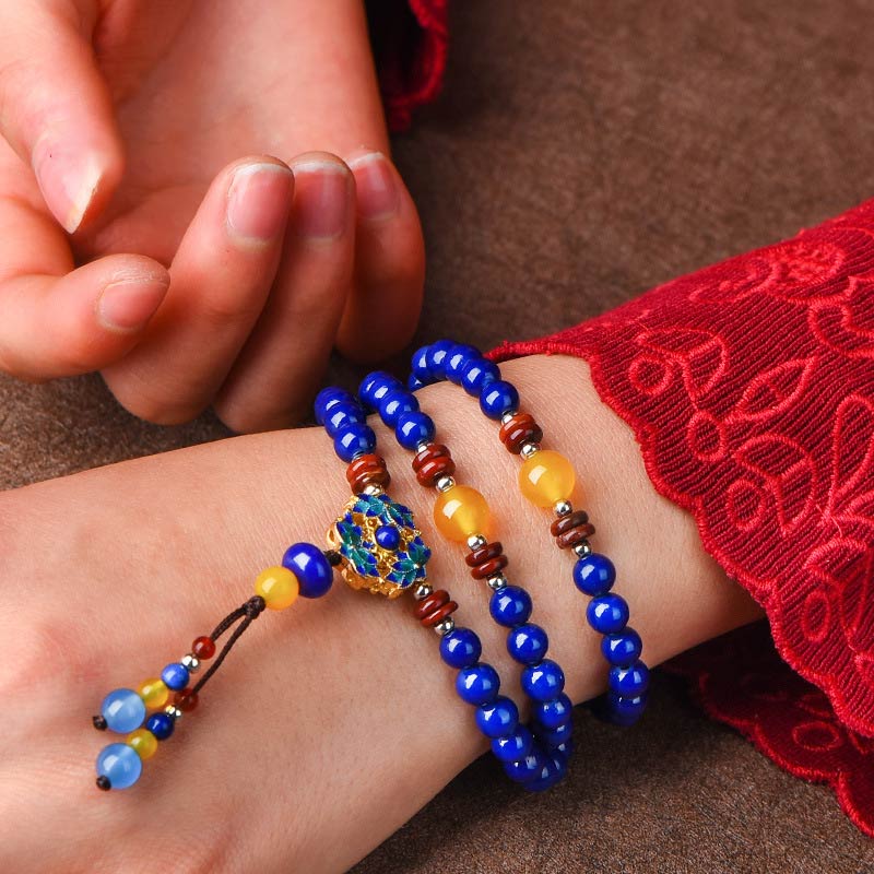 KarmaRipple's Lazurite Yellow Agate Positive Bracelet p2