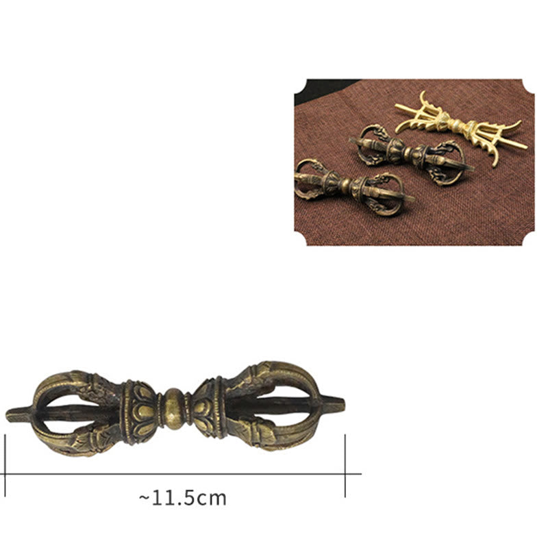 KarmaRipple's Handmade Nepal Five Prong Three Prong Vajra Dorje Strength Bronze Decoration p12