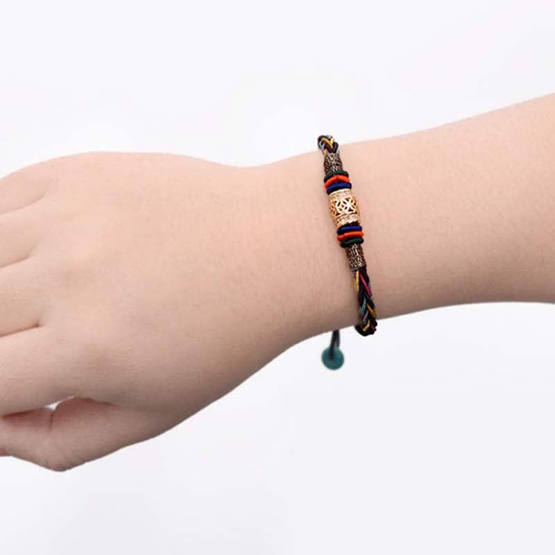 KarmaRipple's Tibetan Handmade Eight Thread Weave Bronze Coin Fortune Weave String Bracelet p5