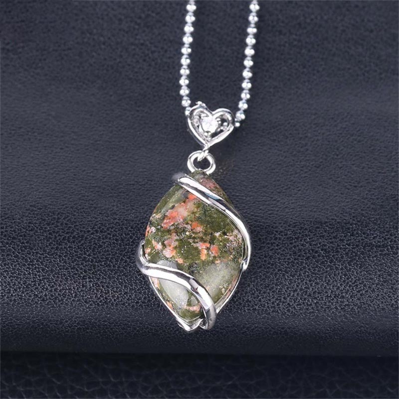 KarmaRipple's Marquise Pattern Authentic Gemstone Stone Talisman Pendant Necklace p9