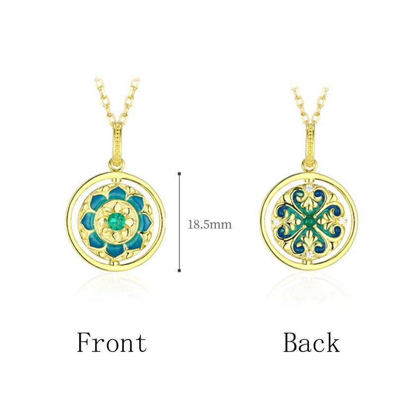 KarmaRipple's 925 Sterling Silver Lotus Flower Floral Zircon Enlightenment Rotatable Pendant Necklace p6