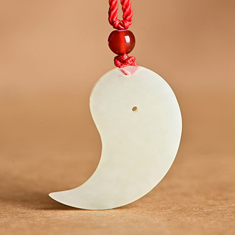 KarmaRipple's Yin Yang Ivory Jade Cyan Jade Protection Blessing Pendant String Necklace p10