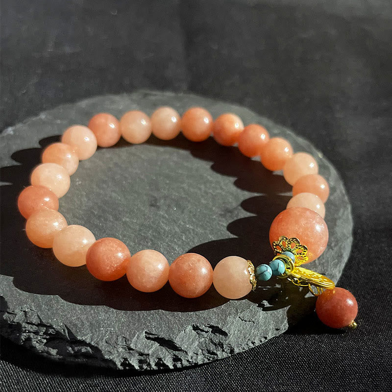 KarmaRipple's Authentic Orange Stone Turquoise Fu Character Talisman Fortune Fortune Bracelet p11