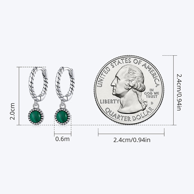 KarmaRipple's 925 Sterling Silver Round Malachite Anti-Anxiety Drop Earrings p11