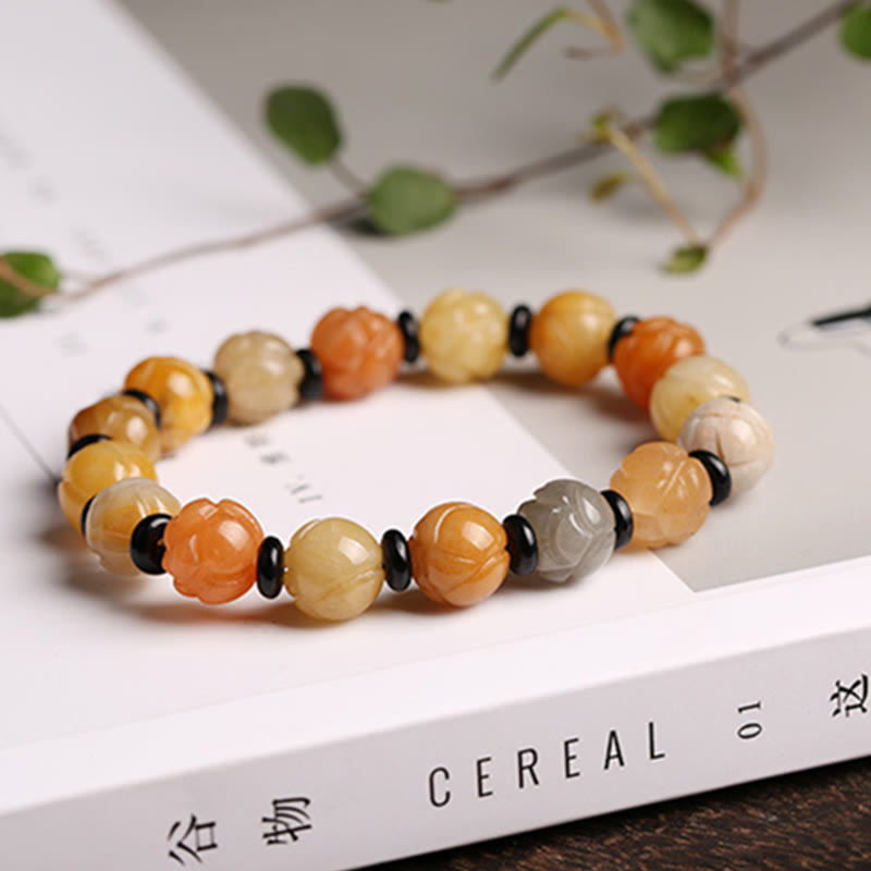 KarmaRipple's Golden Silk Jade Lotus Wealth Fortune Bracelet p10