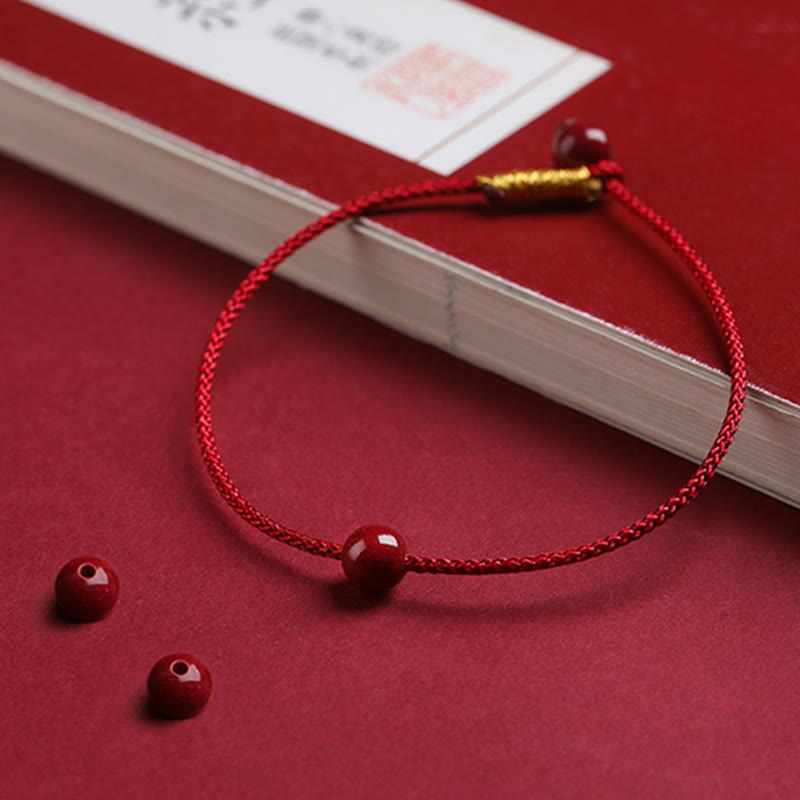 KarmaRipple's Authentic Cinnabar Red Agate Blessing Red String Bracelet p4