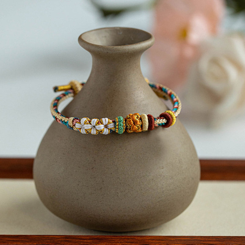 KarmaRipple's Handmade Dunhuang Color Peach Blossom Pattern Braid String Bracelet p7