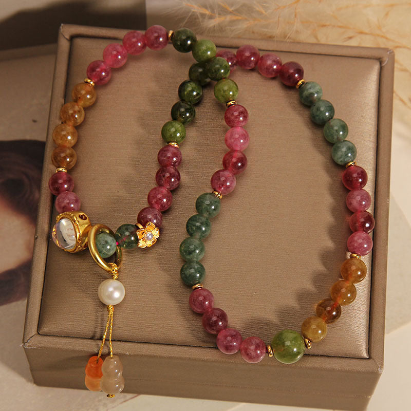 KarmaRipple's Multicolored Tourmaline Positive Double Wrap Gourd Talisman Bracelet p3