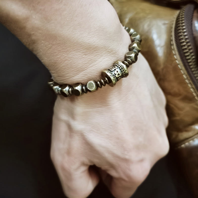 KarmaRipple's Tibetan Om Mani Padme Hum Carved Bronze Brass Amulet Focus Bracelet p5