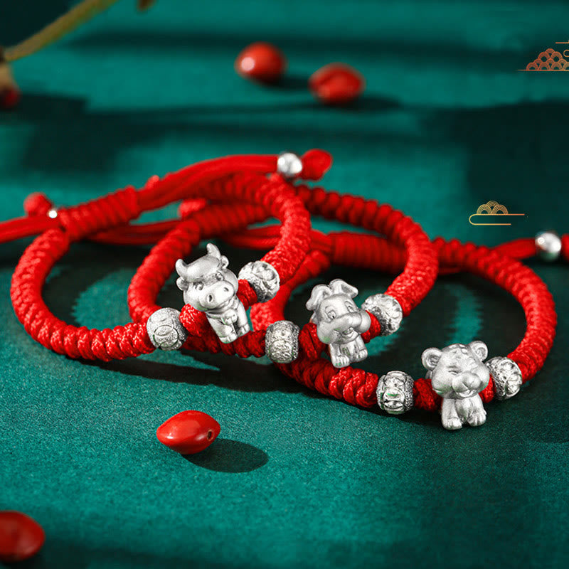 KarmaRipple's 999 Sterling Silver Chinese Zodiac Red Rope Fortune Handcrafted Kids Bracelet p14