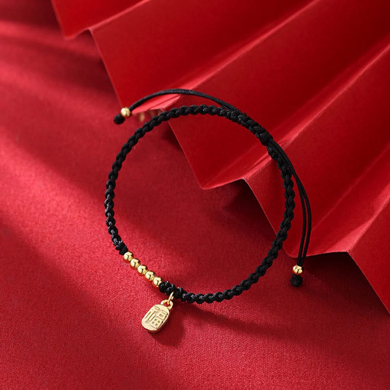 KarmaRipple's Handmade Fu Character Talisman Fortune Fortune Rope Bracelet p2