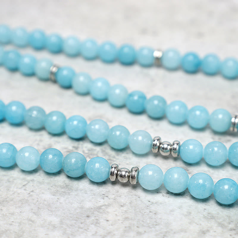 KarmaRipple's Authentic Amazonite Stone Balancing Lotus Mala Bracelet p5