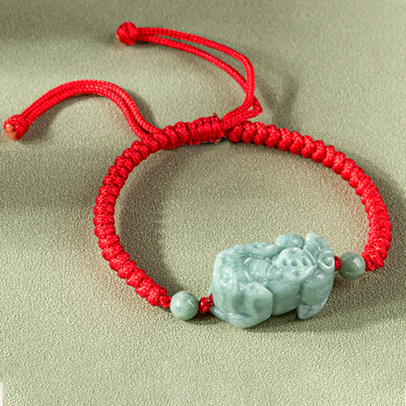 KarmaRipple's Handmade Authentic Jade PiXiu Protection King Kong Weave Woven String Bracelet p3