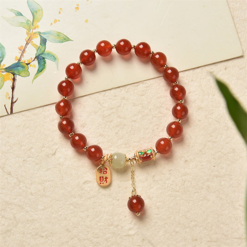 KarmaRipple's Authentic Red Agate Jade Confidence Fortune Blessing Talisman Bracelet p15
