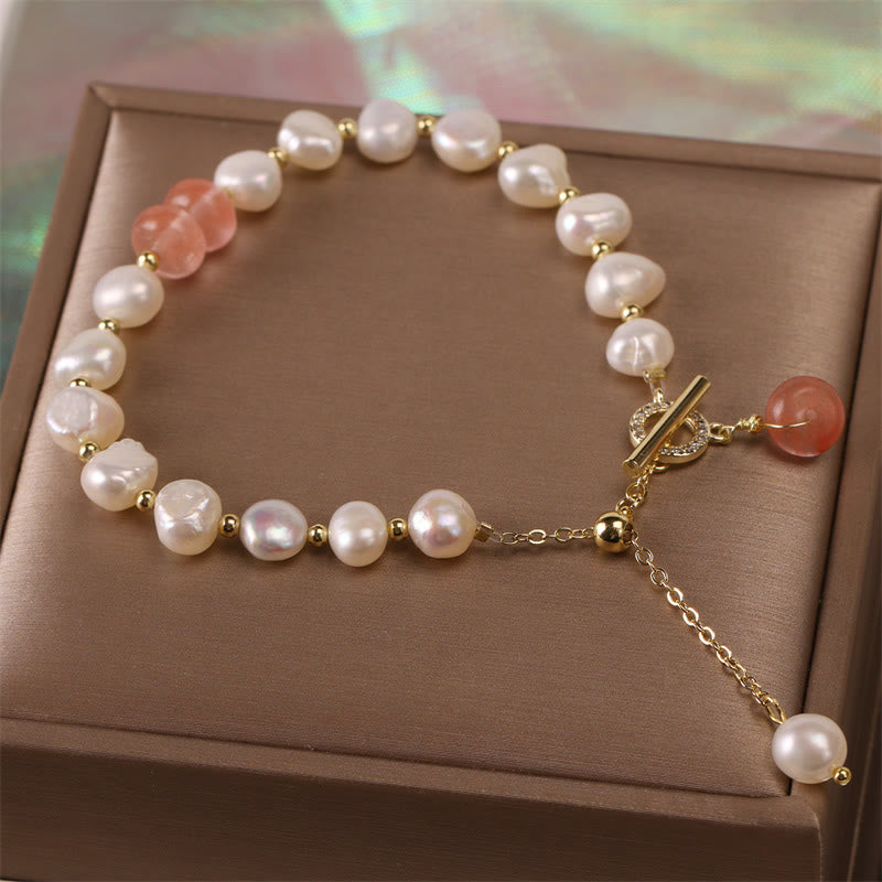 KarmaRipple's Pearl Green Strawberry Quartz Bead Balancing Chain Bracelet p13