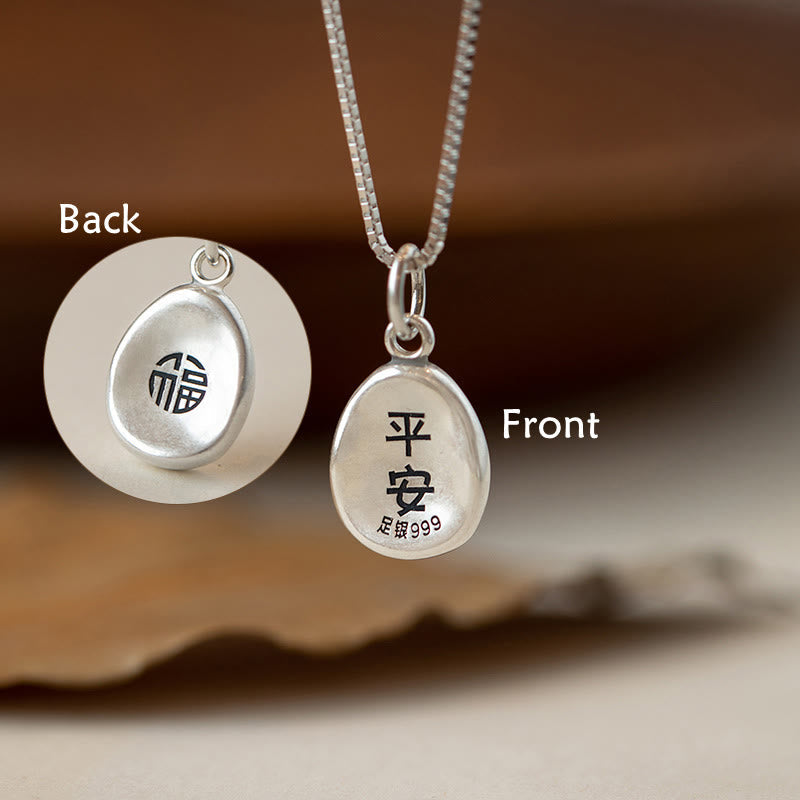 KarmaRipple's 999 Sterling Silver Peace And Joy Fu Character Fortune Fortune 925 Sterling Silver Chain Pendant Necklace p24