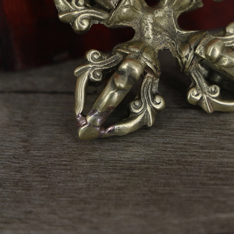 KarmaRipple's Nepal Handmade 5 Prong Double Dorje Bronze Strength Vajra p4