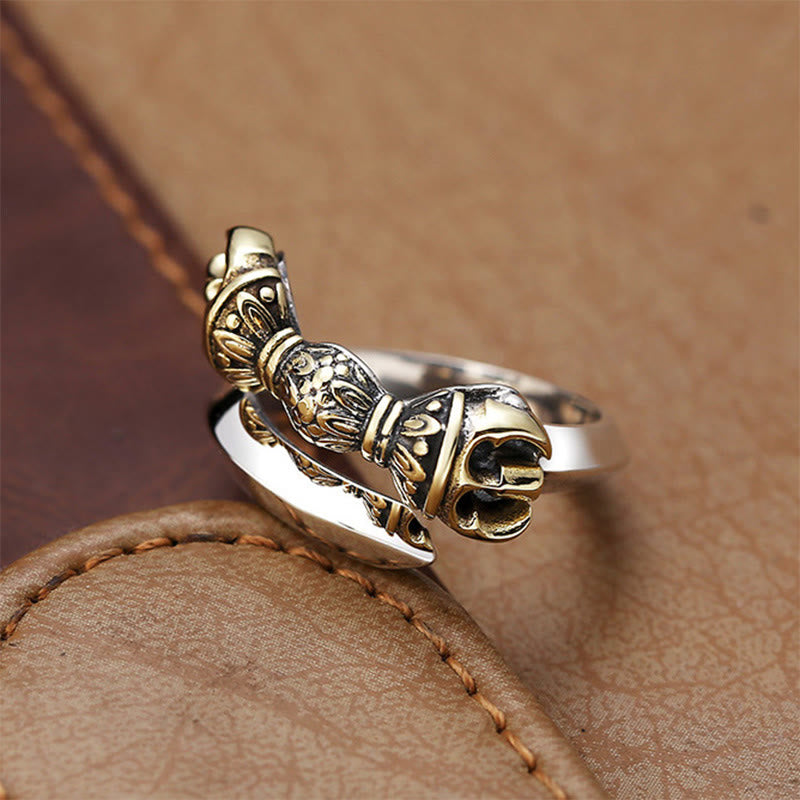 KarmaRipple's Tibetan Dorje Vajra Engraved Design Bronze Fortune Wealth Adjustable Ring p3