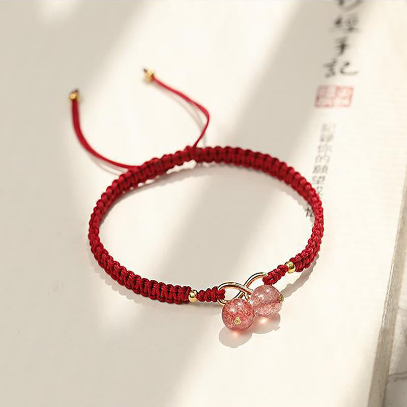 KarmaRipple's Authentic Strawberry Quartz Amethyst Green Phantom Bead Positive Bracelet p18