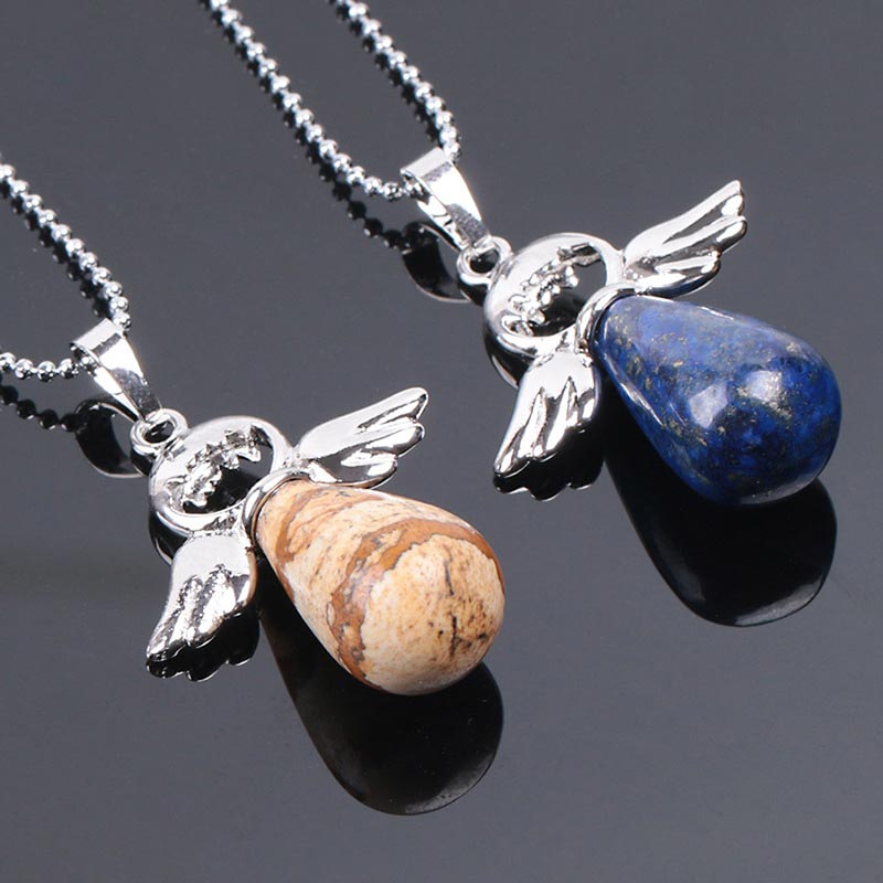 KarmaRipple's Little Angel Wings Authentic Gemstone Fortune Pendant Necklace p24