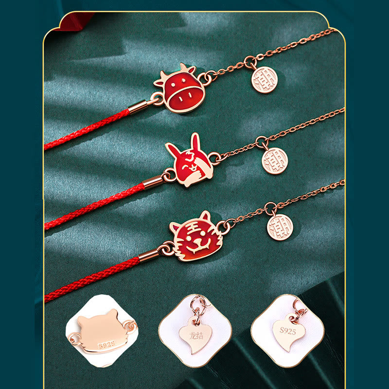 KarmaRipple's 925 Sterling Silver Color-changing Chinese Zodiac Fortune Protection Red String Chain Bracelet p27