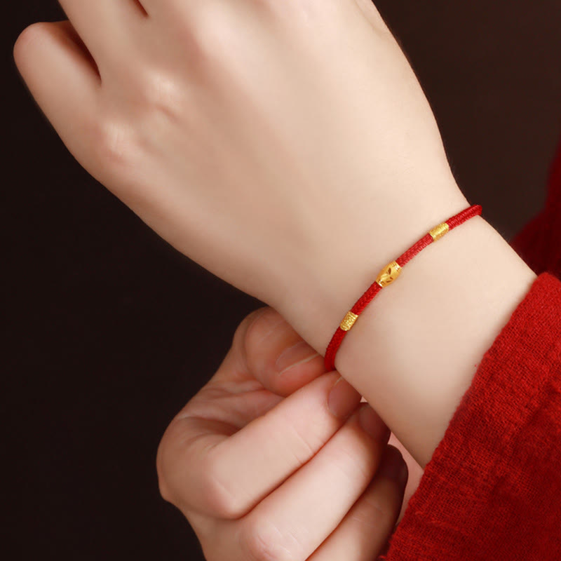 KarmaRipple's 999 Gold Fortunate Bead Eight Thread Peace Weave Red Rope Bracelet p10