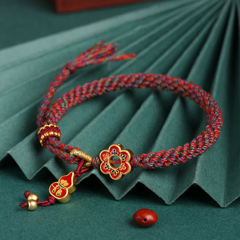 KarmaRipple's Handmade Colorful Gourd Flower Protection Woven String Bracelet p2