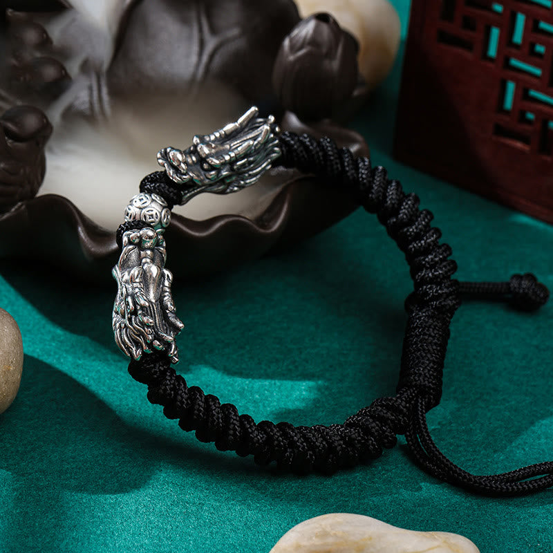 KarmaRipple's 999 Sterling Silver Double Dragon Fortune Handmade Woven Bracelet p3