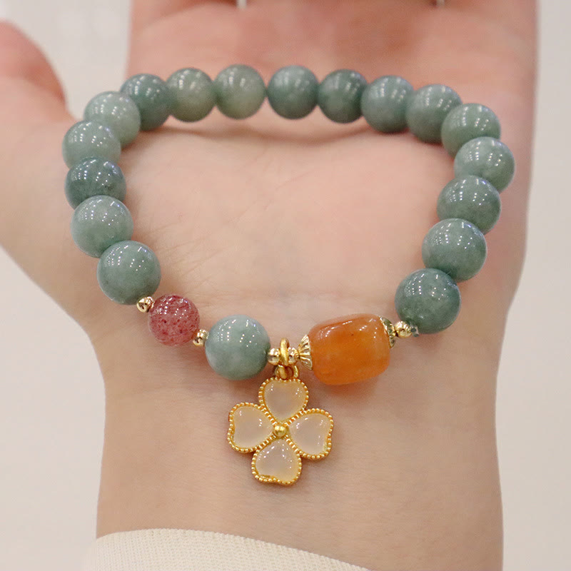 KarmaRipple's Jade Four Leaf Clover Talisman Prosperity Bracelet p1