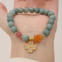 KarmaRipple's Jade Four Leaf Clover Talisman Prosperity Bracelet