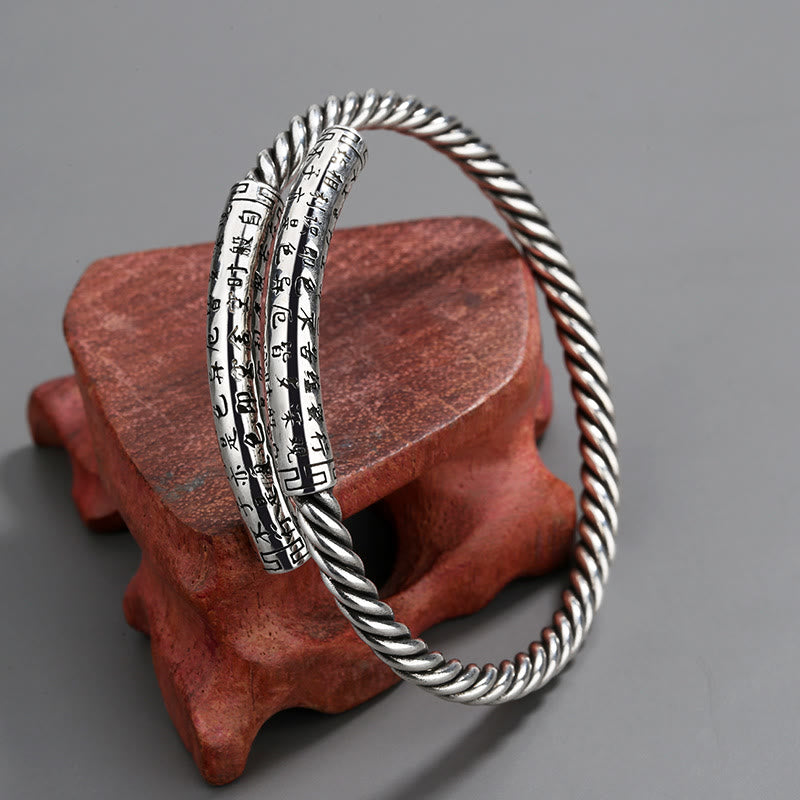 KarmaRipple's Retro Heart Sutra Twisted Design Pattern Balance Bracelet Bangle p5