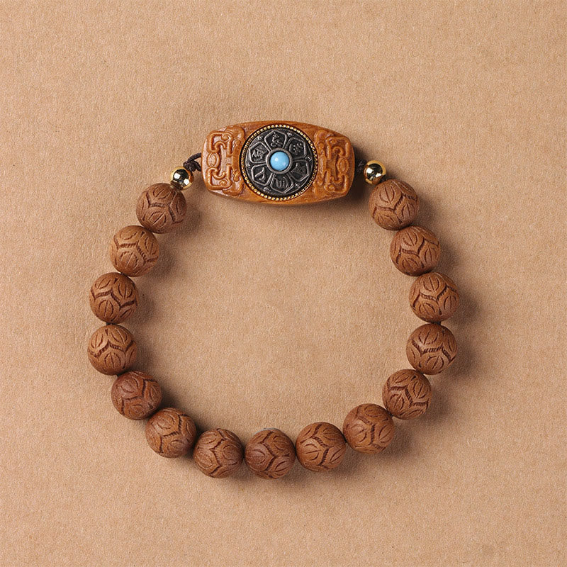 KarmaRipple's Green Sandalwood Ebony Wood Sandalwood Om Mani Padme Hum Soothing Bracelet p22