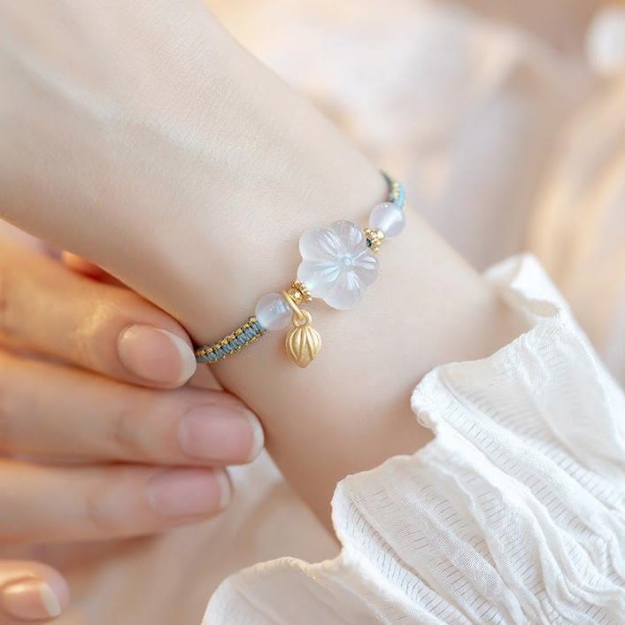 KarmaRipple's Red Agate Jade Lotus Confidence Calm String Bracelet p22