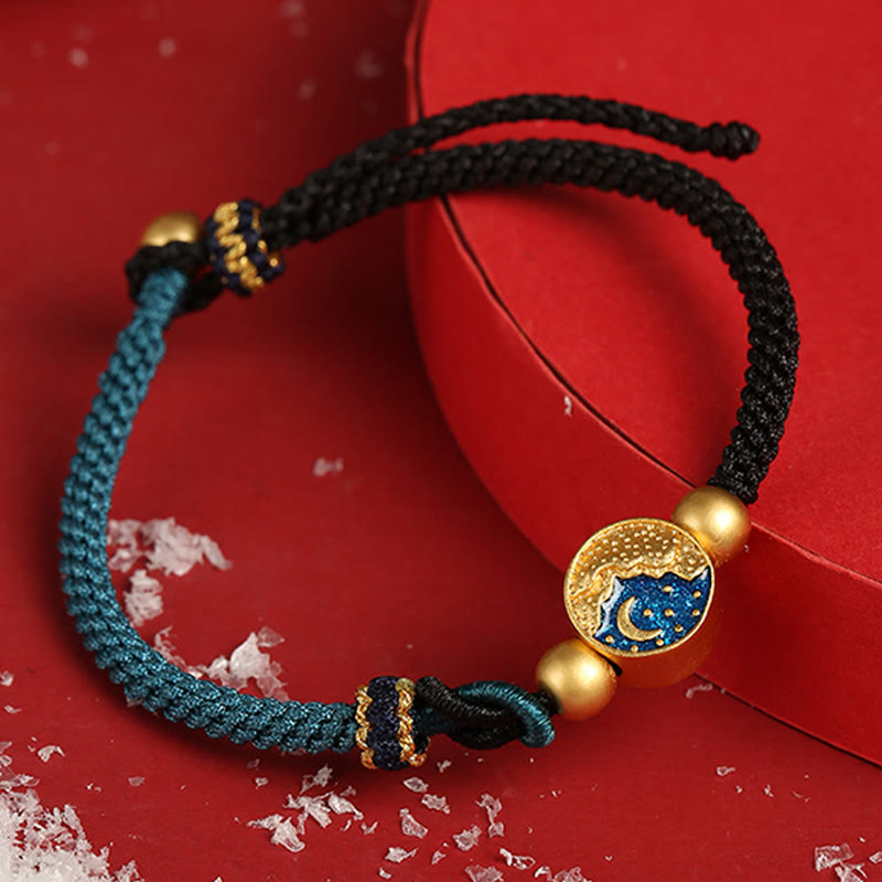 KarmaRipple's Handmade Mountain and Sea Engraved Fortune Two-Color String Pair Bracelet p11