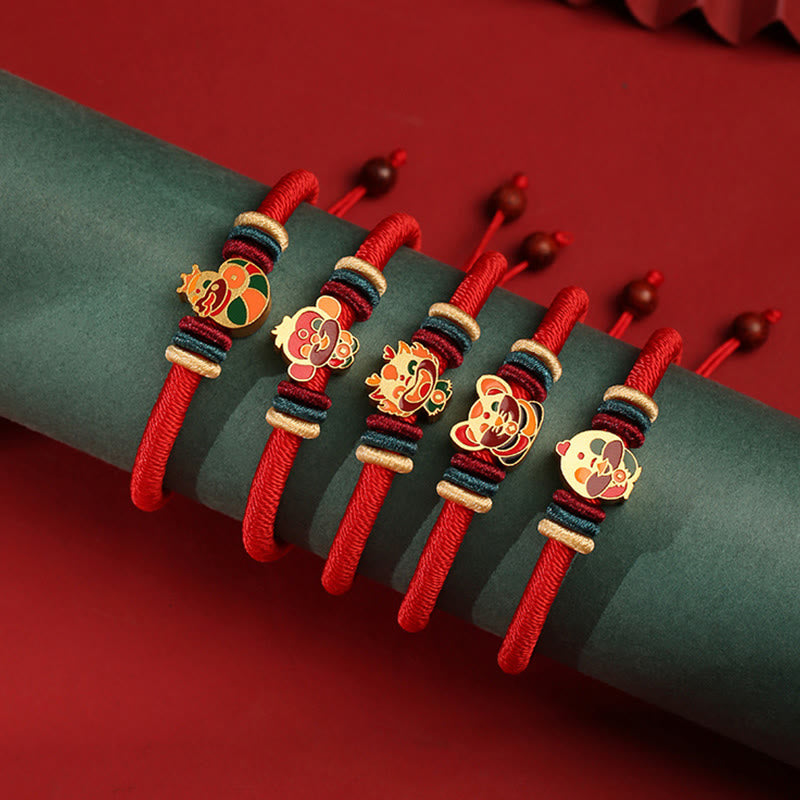 KarmaRipple's Handmade 925 Sterling Silver Year of the Dragon Cute Chinese Zodiac Fortune Woven Red Bracelet p21