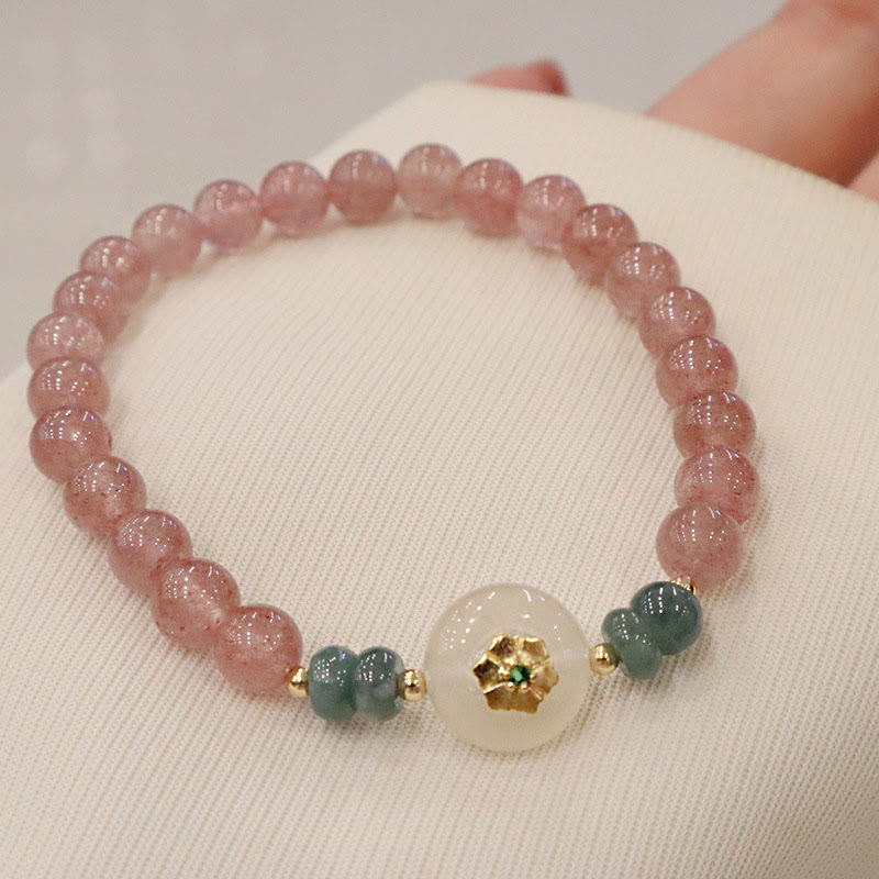 KarmaRipple's Authentic Strawberry Quartz Chalcedony Jade Balancing Bracelet p3