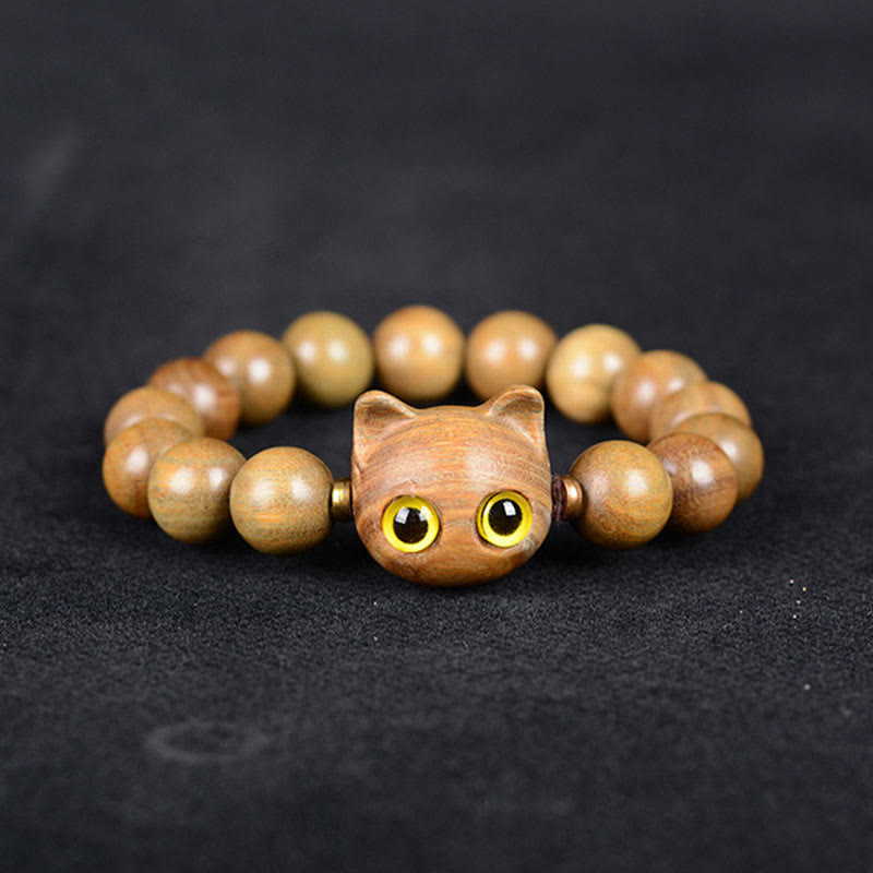 KarmaRipple's Ebony Wood Green Sandalwood Red Sandalwood Lovely Cat Balance Bracelet p9