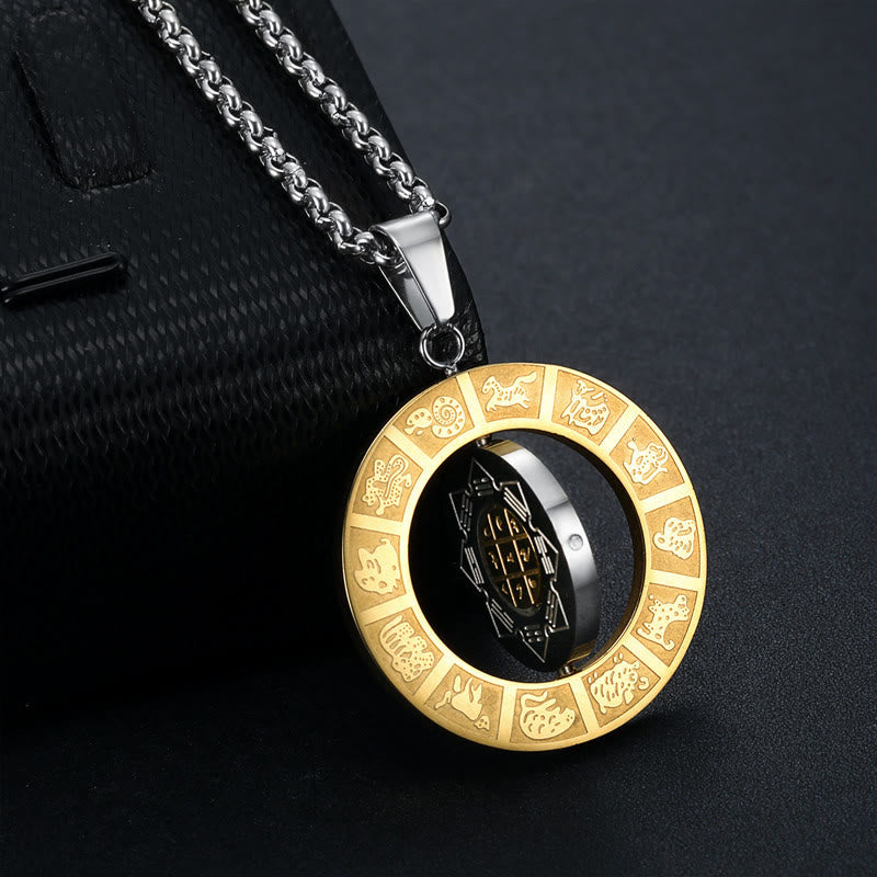 KarmaRipple's Chinese Zodiac Nine Palaces Eight Diagrams Bagua Amulet Balance Pendant Rotatable Necklace p2