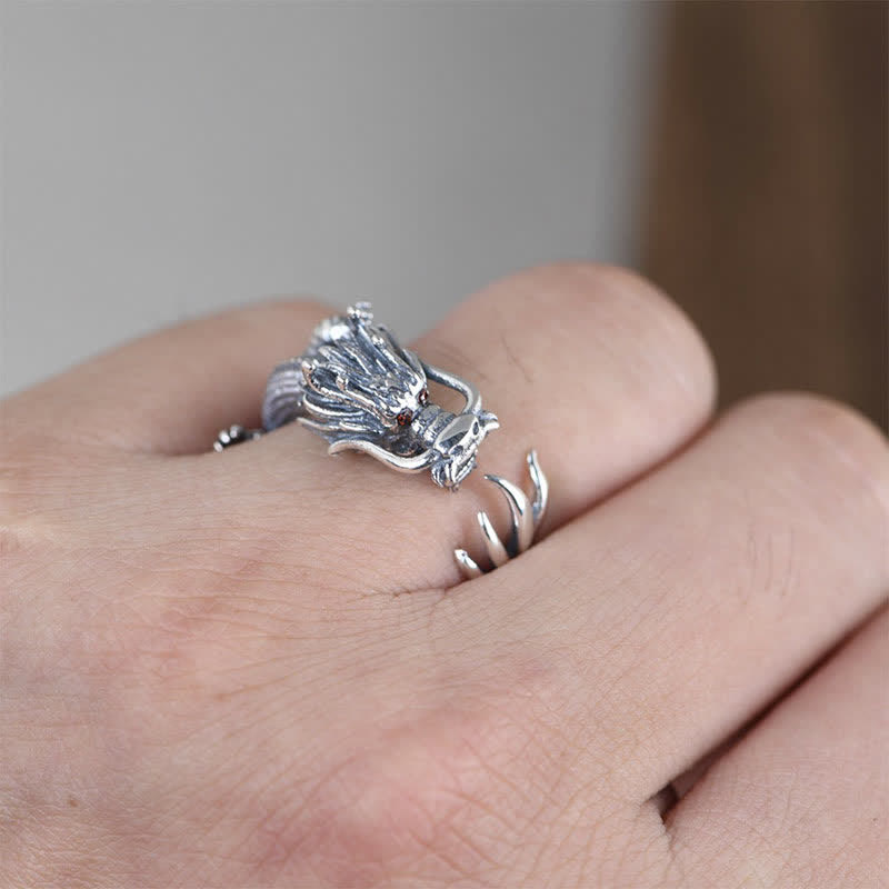 KarmaRipple's 925 Sterling Silver Dragon Fortune Protection Ring p3