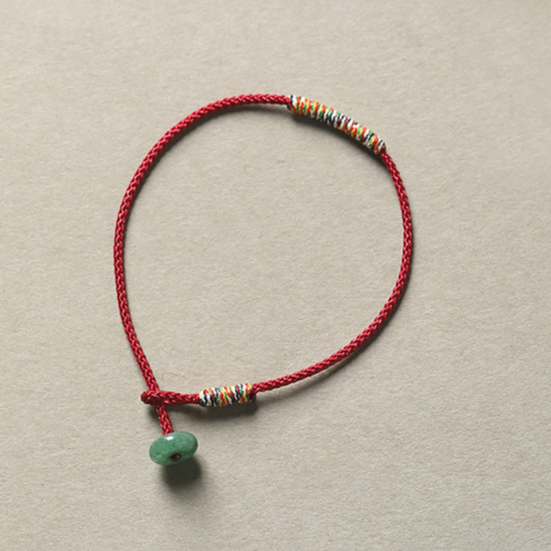 KarmaRipple's Tibetan Handmade Green Aventurine Fortune Protection Woven Rope Bracelet p2