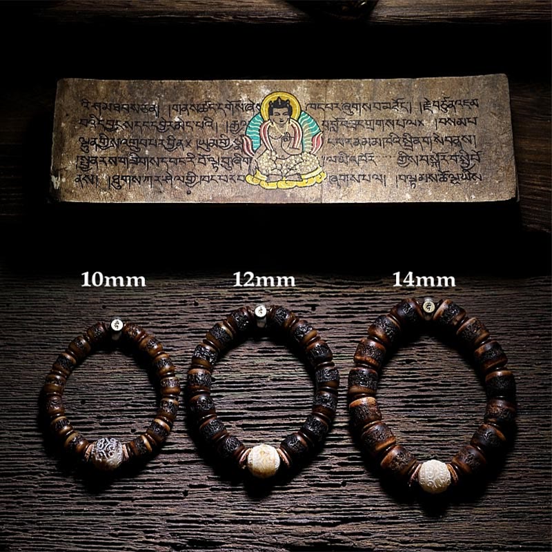 KarmaRipple's 925 Sterling Silver Chinese Zodiac Natal Buddha Handmade Tibet Yak Bone Strength Bracelet p7