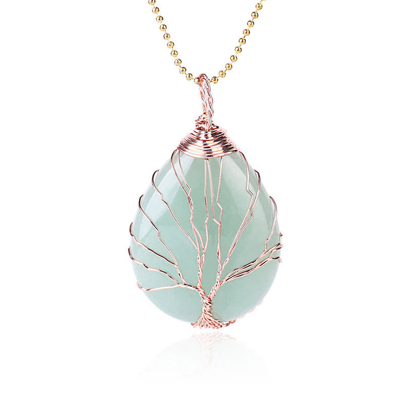 KarmaRipple's Authentic Quartz Gemstone Tree Of Life Balancing Energy Pendant Necklace p2