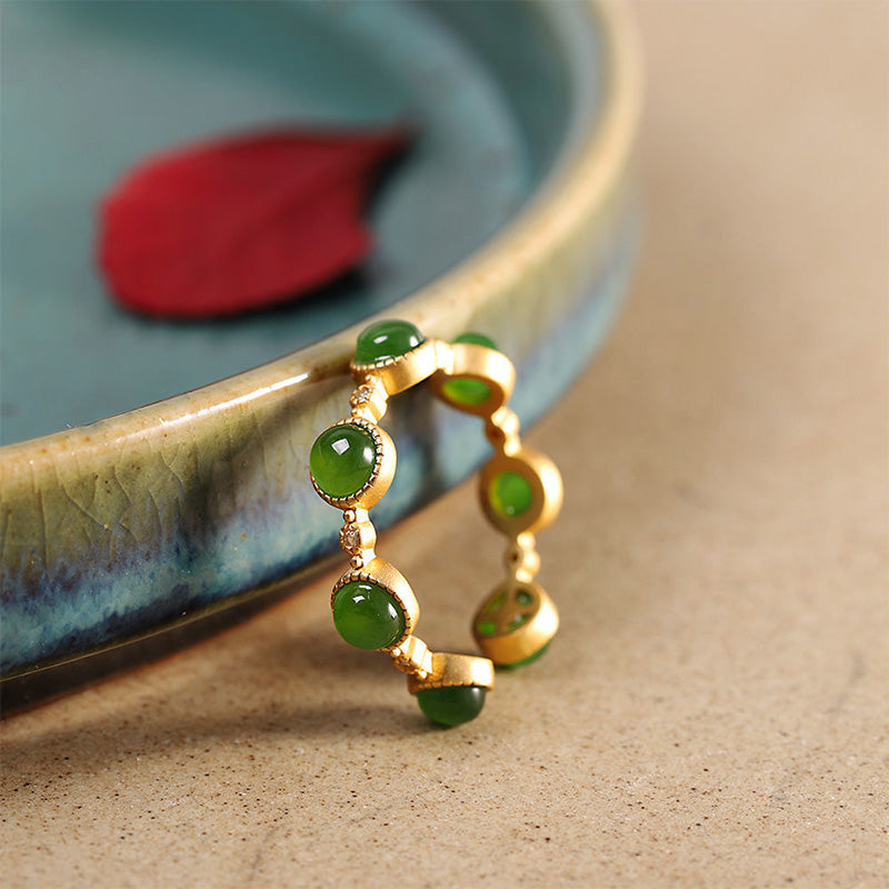 KarmaRipple's Cyan Jade Balancing Calm Adjustable Ring p1