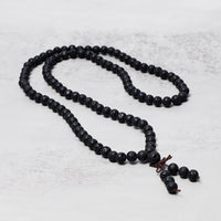 KarmaRipple's 108 Authentic Lava Rock Beadwork Prayer Mala Bracelet Pendant