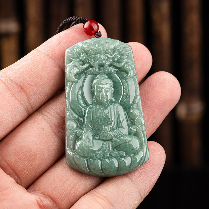 KarmaRipple's Tathagata Buddha Dragon Jade Amulet Serenity String Pendant p5