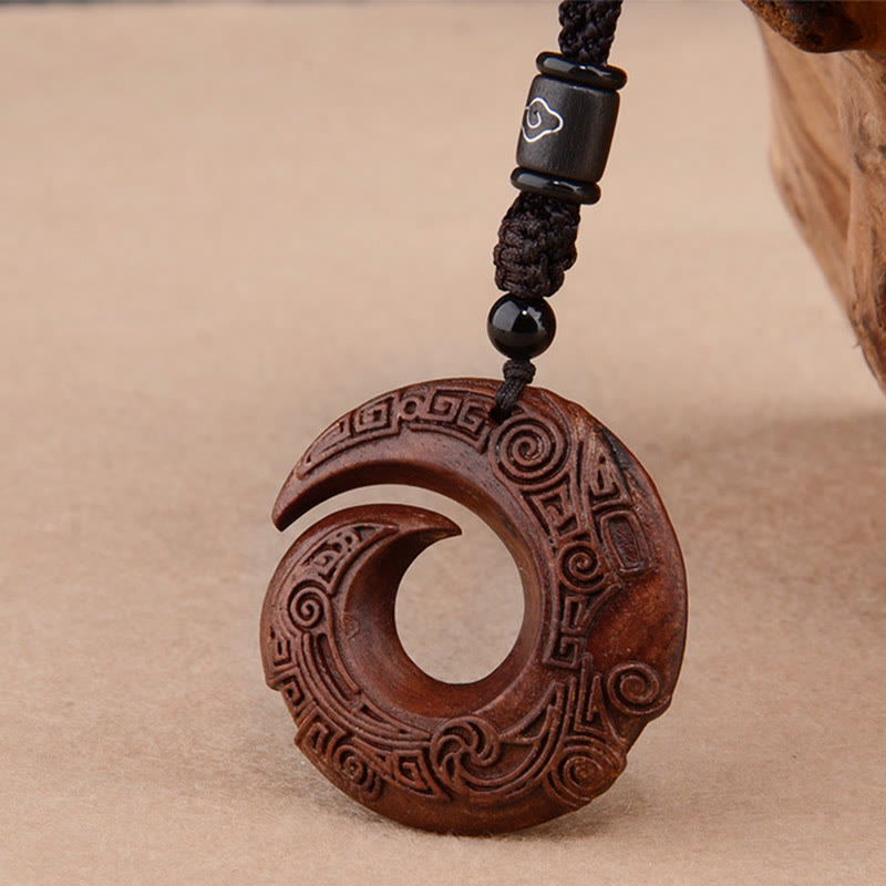 KarmaRipple's Small Leaf Red Sandalwood Ebony Wood One's Fortune Improves Design Patern Protection Pendant Necklace p5