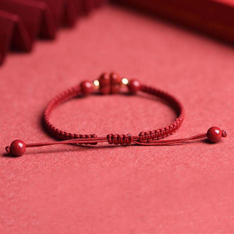 KarmaRipple's Four Leaf Clover Five-petal Flower Cinnabar Blessing Red String Bracelet p10